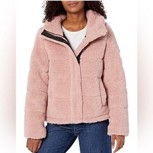 NWT Calvin Klein CK Faux Sherpa Women’s Teddy Coat Pale Pink Color Size Large